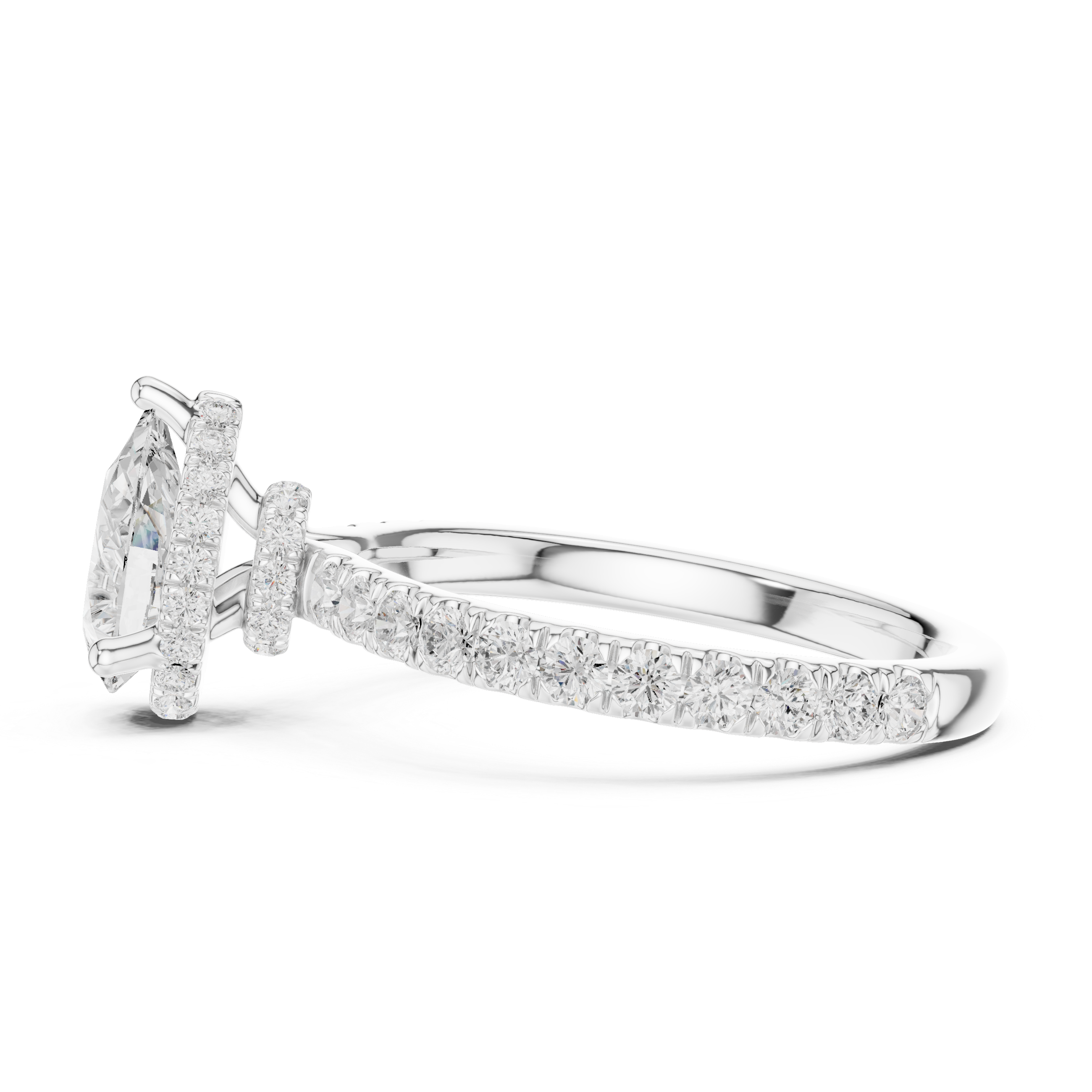 Pear Cut Diamond Hidden Halo Engagement Ring