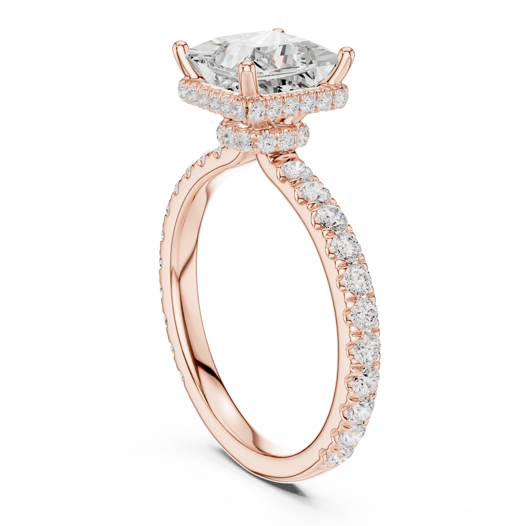 Princess Cut Diamond Hidden Halo Engagement Ring