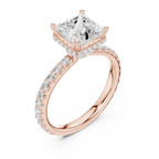 Princess Cut Diamond Hidden Halo Engagement Ring
