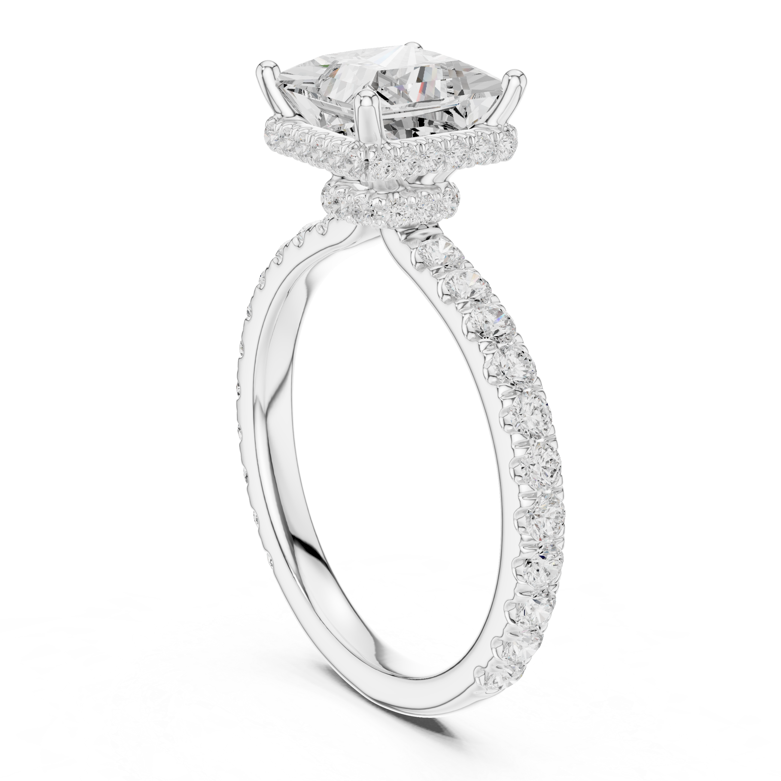 Princess Cut Diamond Hidden Halo Engagement Ring