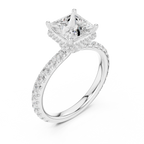 Princess Cut Diamond Hidden Halo Engagement Ring