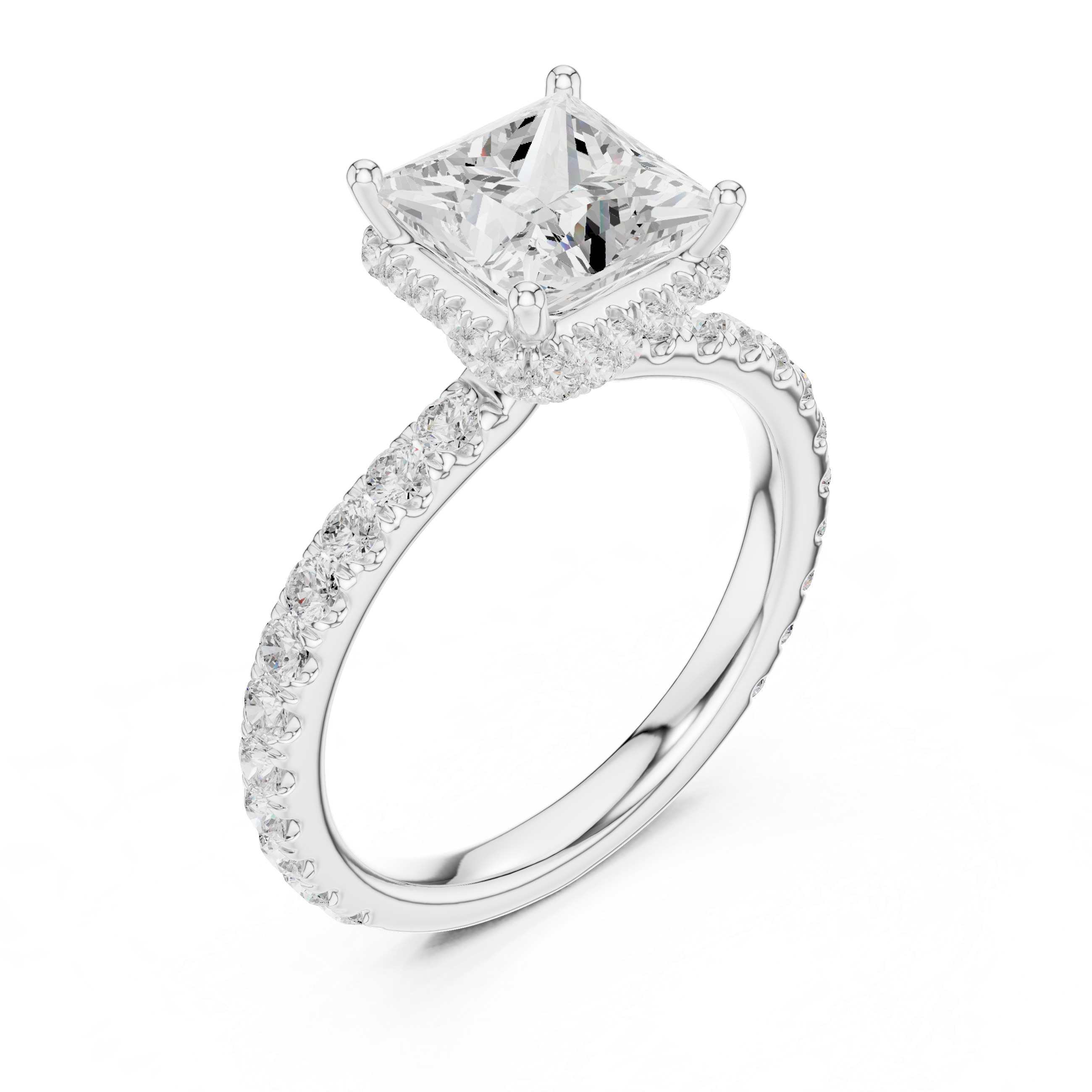 Princess Cut Diamond Hidden Halo Engagement Ring