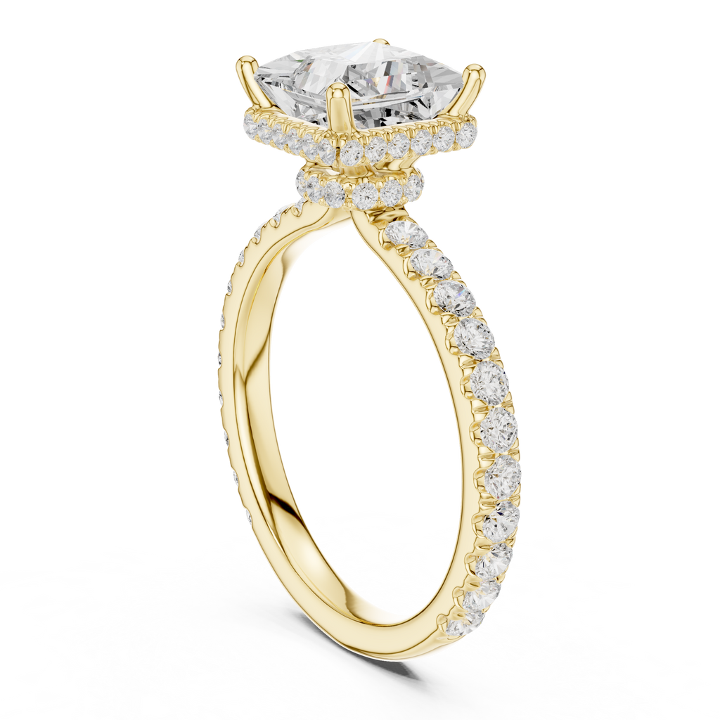 Princess Cut Diamond Hidden Halo Engagement Ring