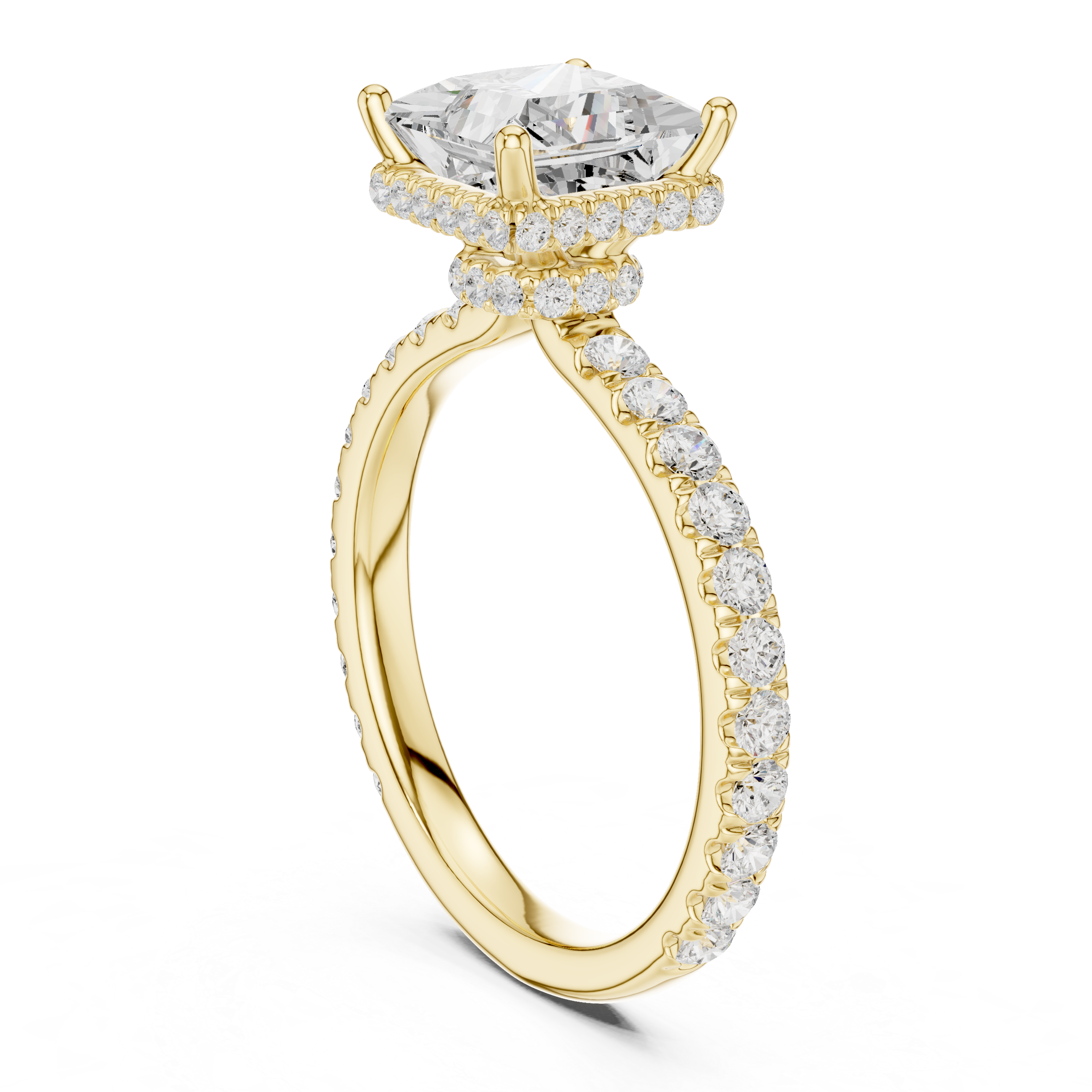 Princess Cut Diamond Hidden Halo Engagement Ring