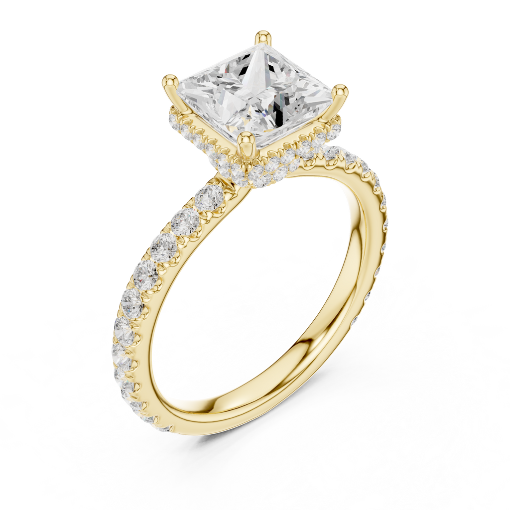 Princess Cut Diamond Hidden Halo Engagement Ring