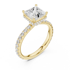 Princess Cut Diamond Hidden Halo Engagement Ring