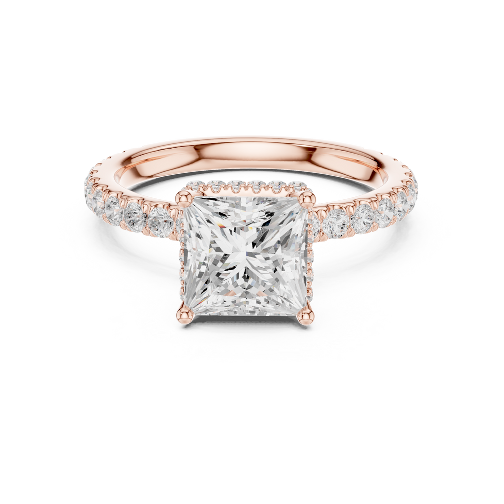 Princess Cut Diamond Hidden Halo Engagement Ring