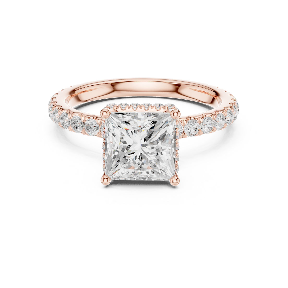 Princess Cut Diamond Hidden Halo Engagement Ring – view 5 of 12, lab grown diamond ring | Jewelix Atelier