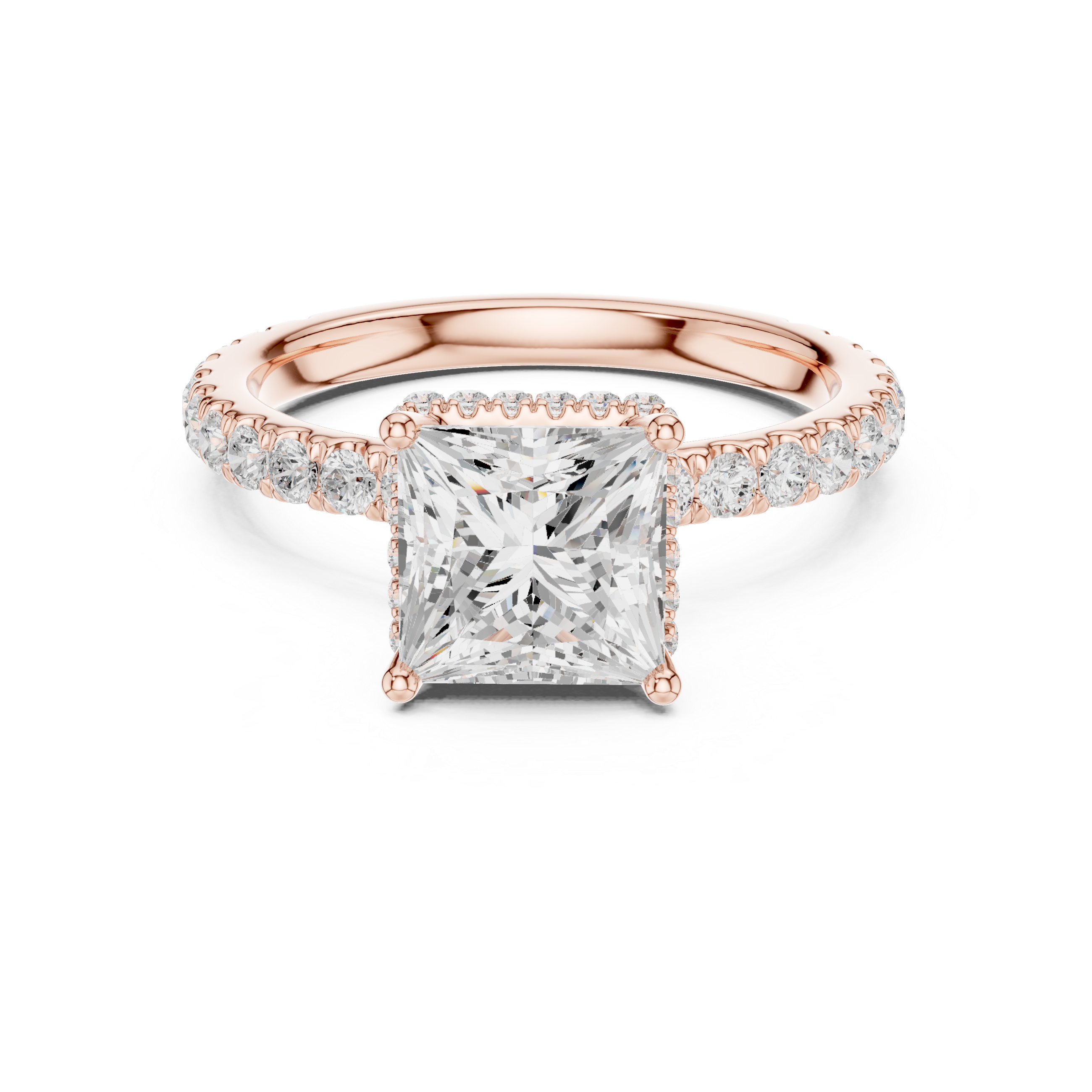 Princess Cut Diamond Hidden Halo Engagement Ring