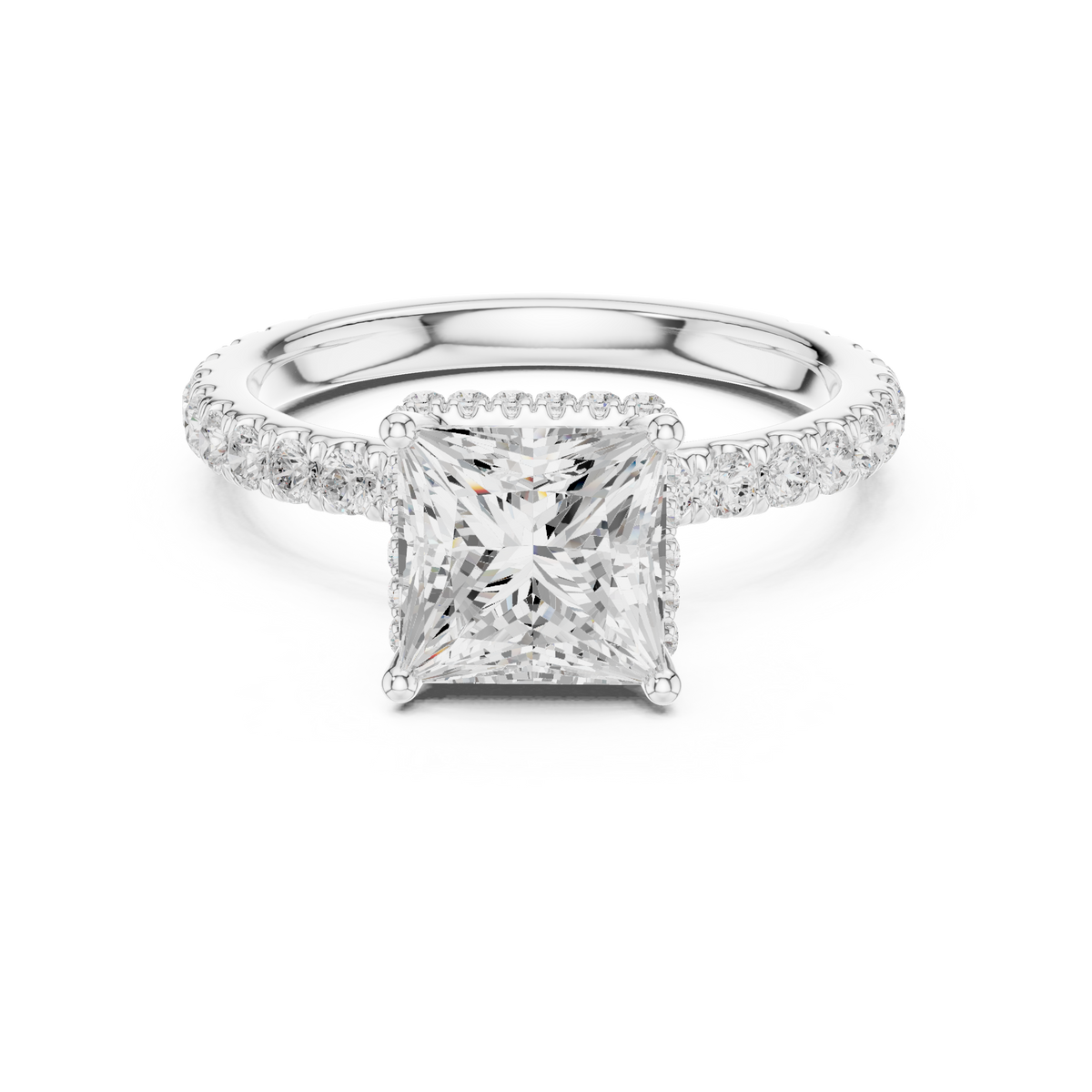 Princess Cut Diamond Hidden Halo Engagement Ring — Jewelix Atelier
