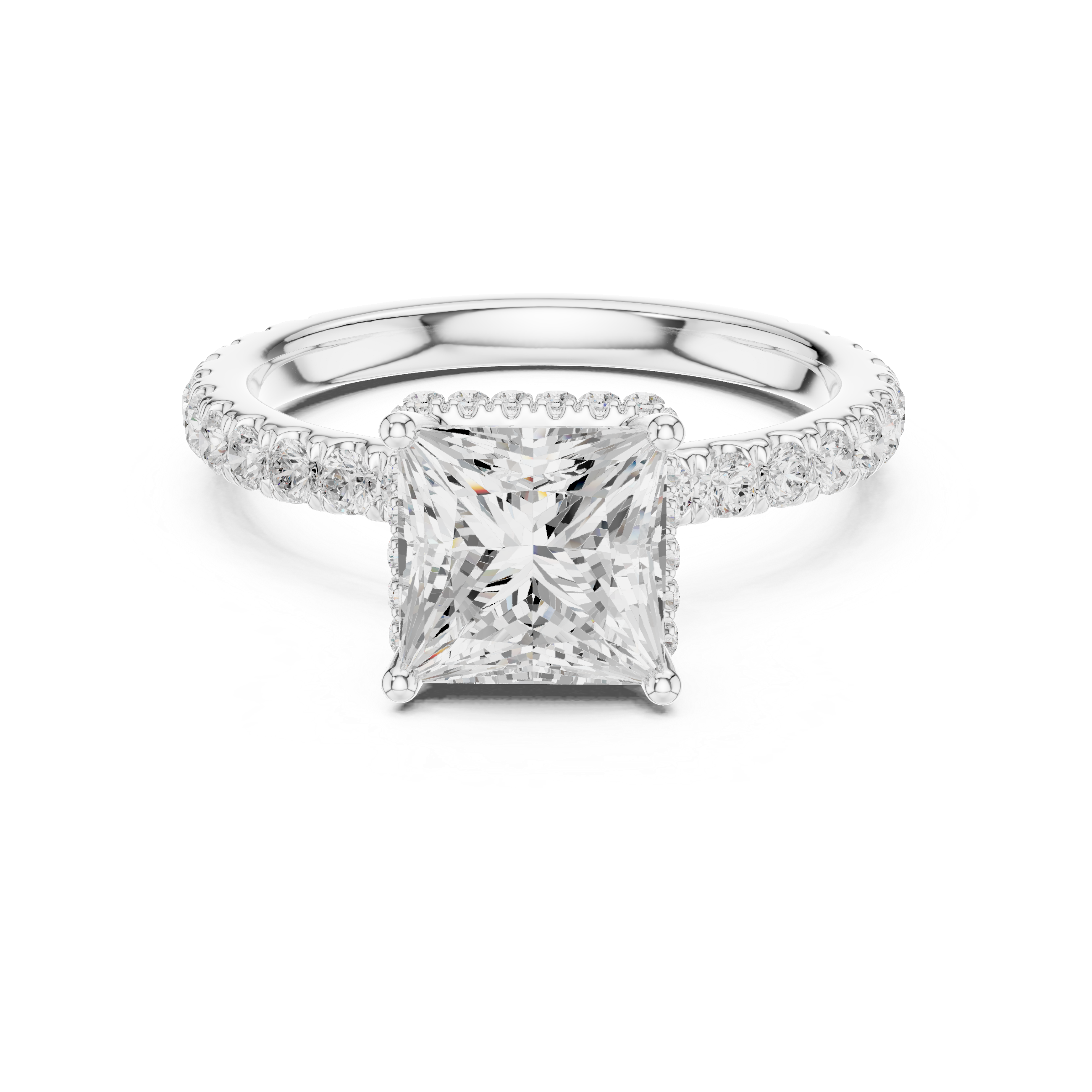 Princess Cut Diamond Hidden Halo Engagement Ring