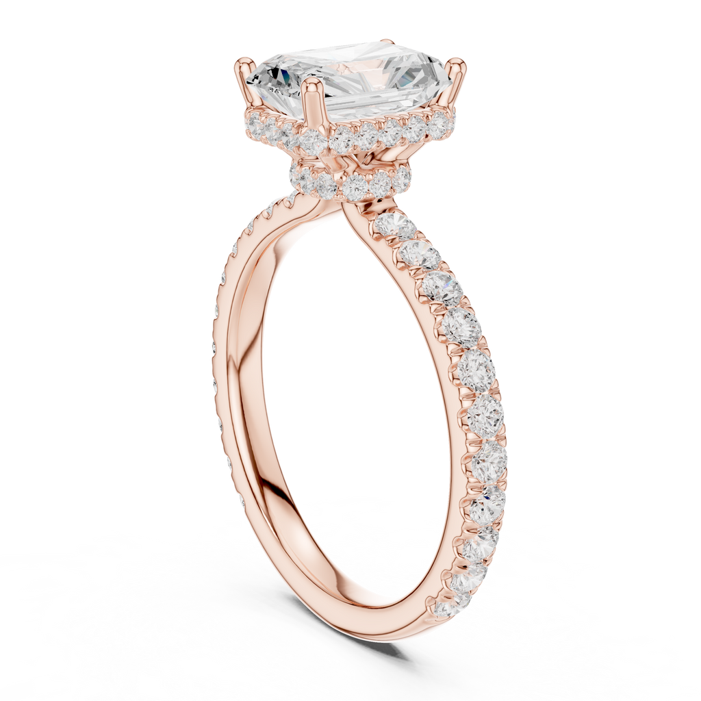 Radiant Cut Diamond Hidden Halo Engagement Ring
