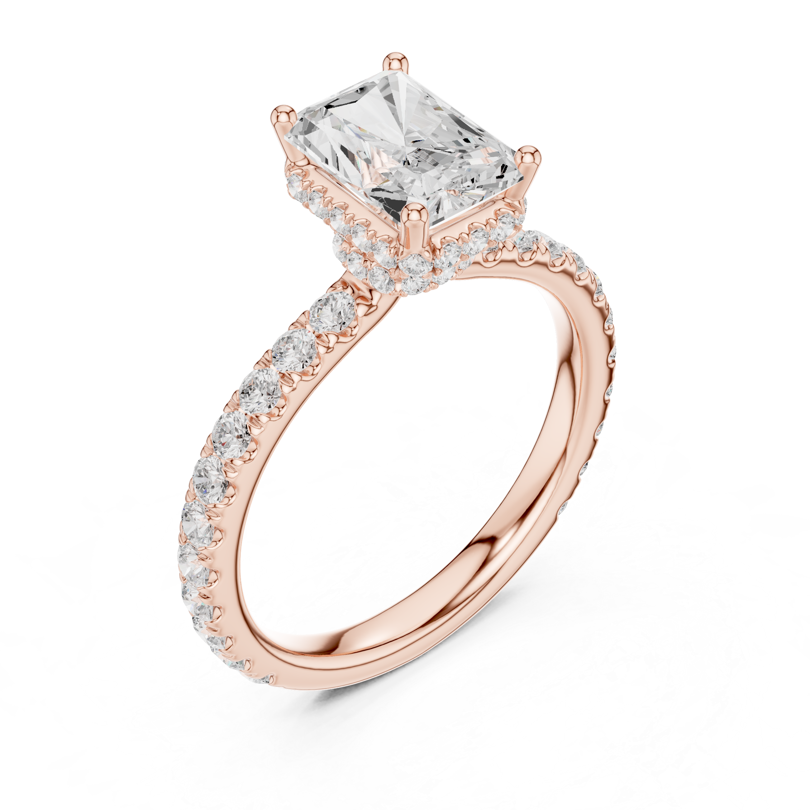 Radiant Cut Diamond Hidden Halo Engagement Ring