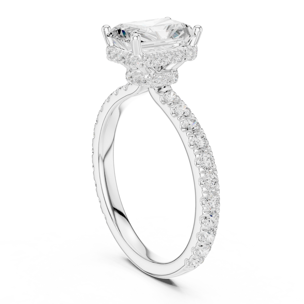 Radiant Cut Diamond Hidden Halo Engagement Ring