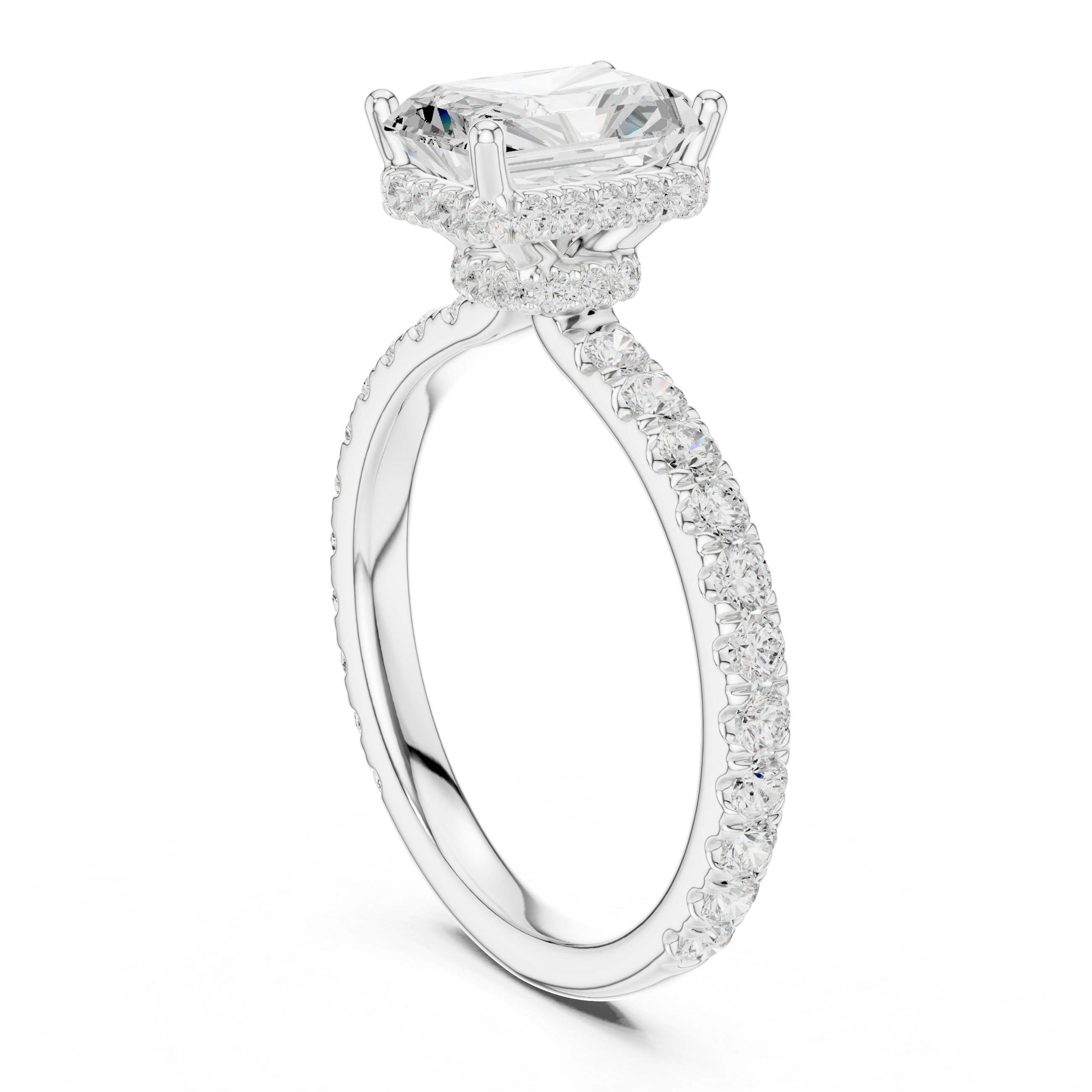 Radiant Cut Diamond Hidden Halo Engagement Ring