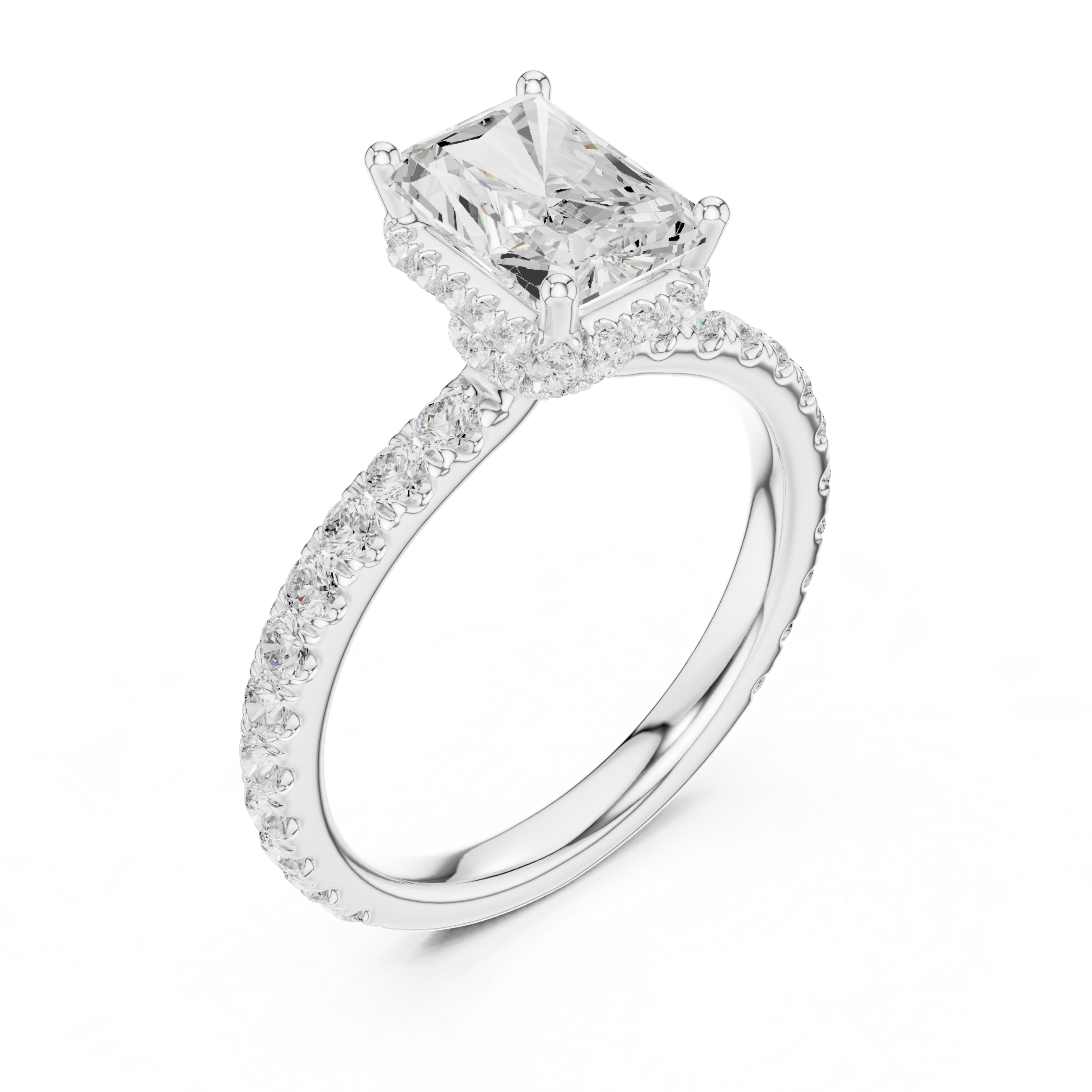 Radiant Cut Diamond Hidden Halo Engagement Ring