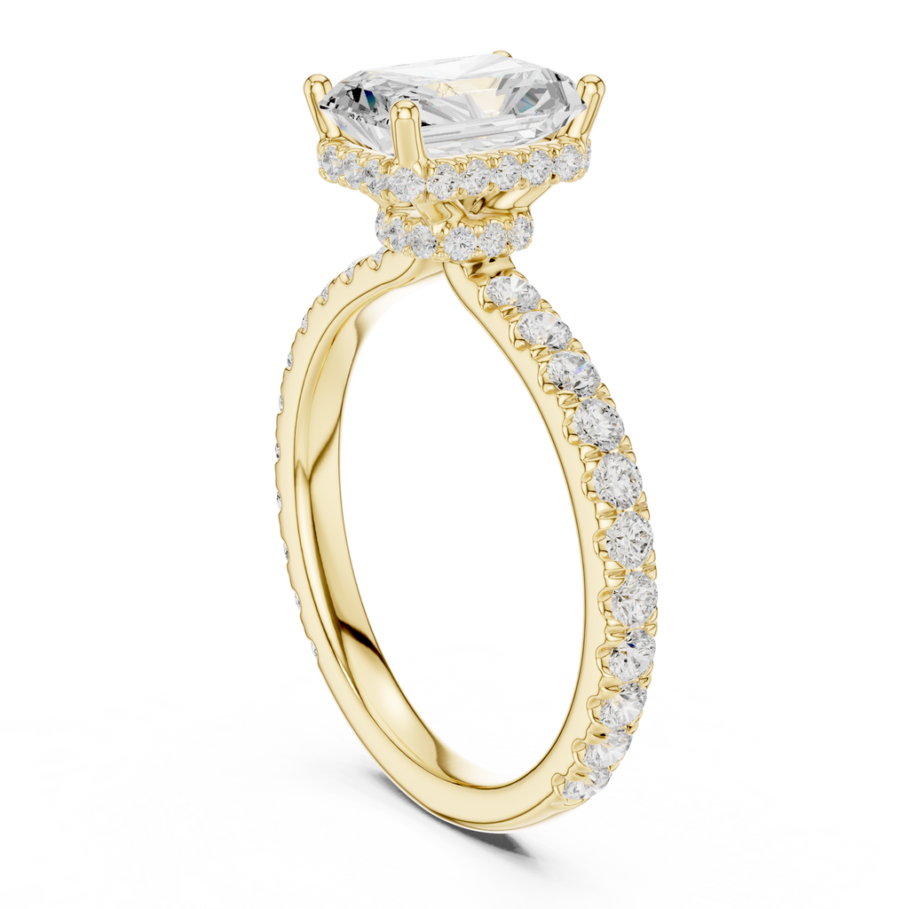 Radiant Cut Diamond Hidden Halo Engagement Ring