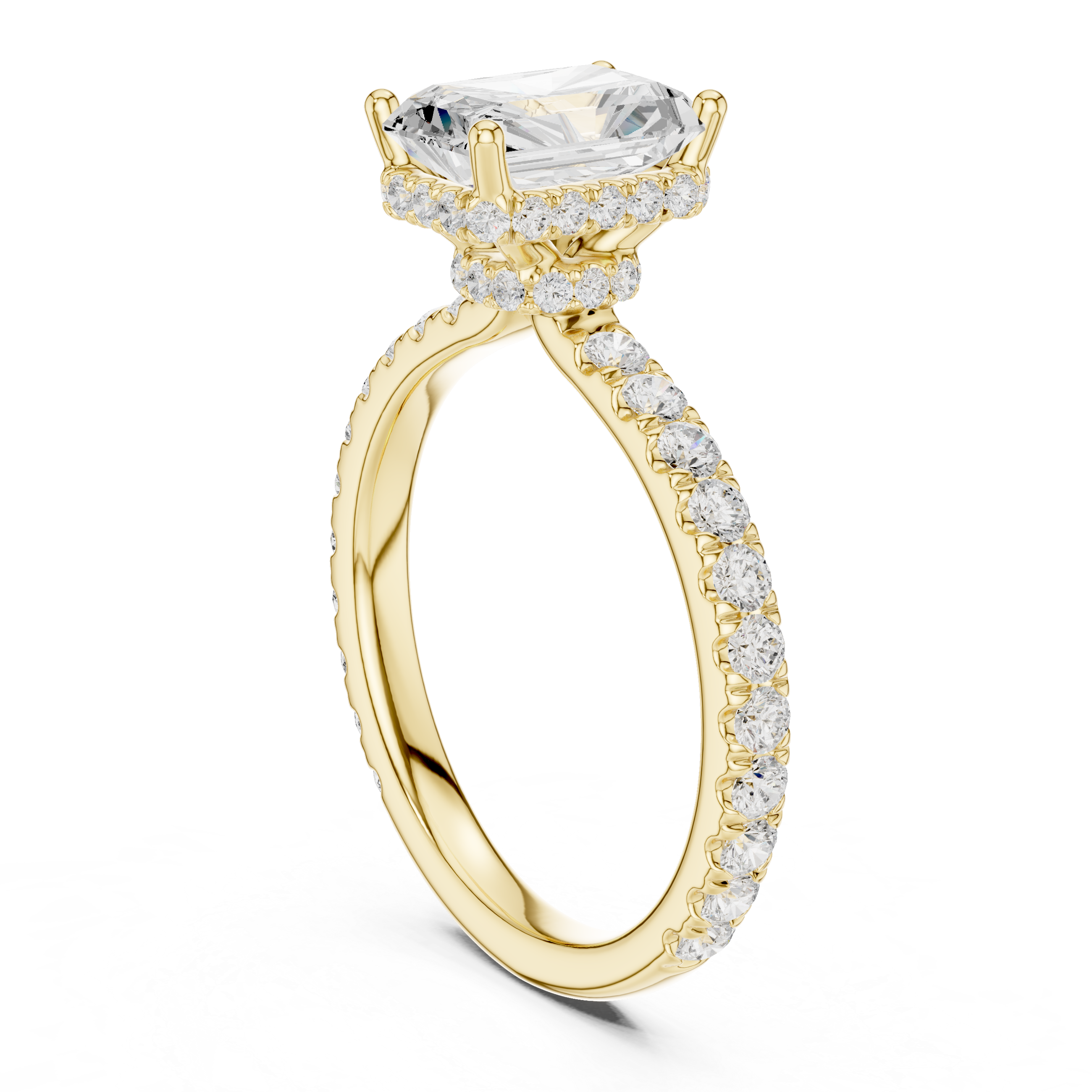 Radiant Cut Diamond Hidden Halo Engagement Ring