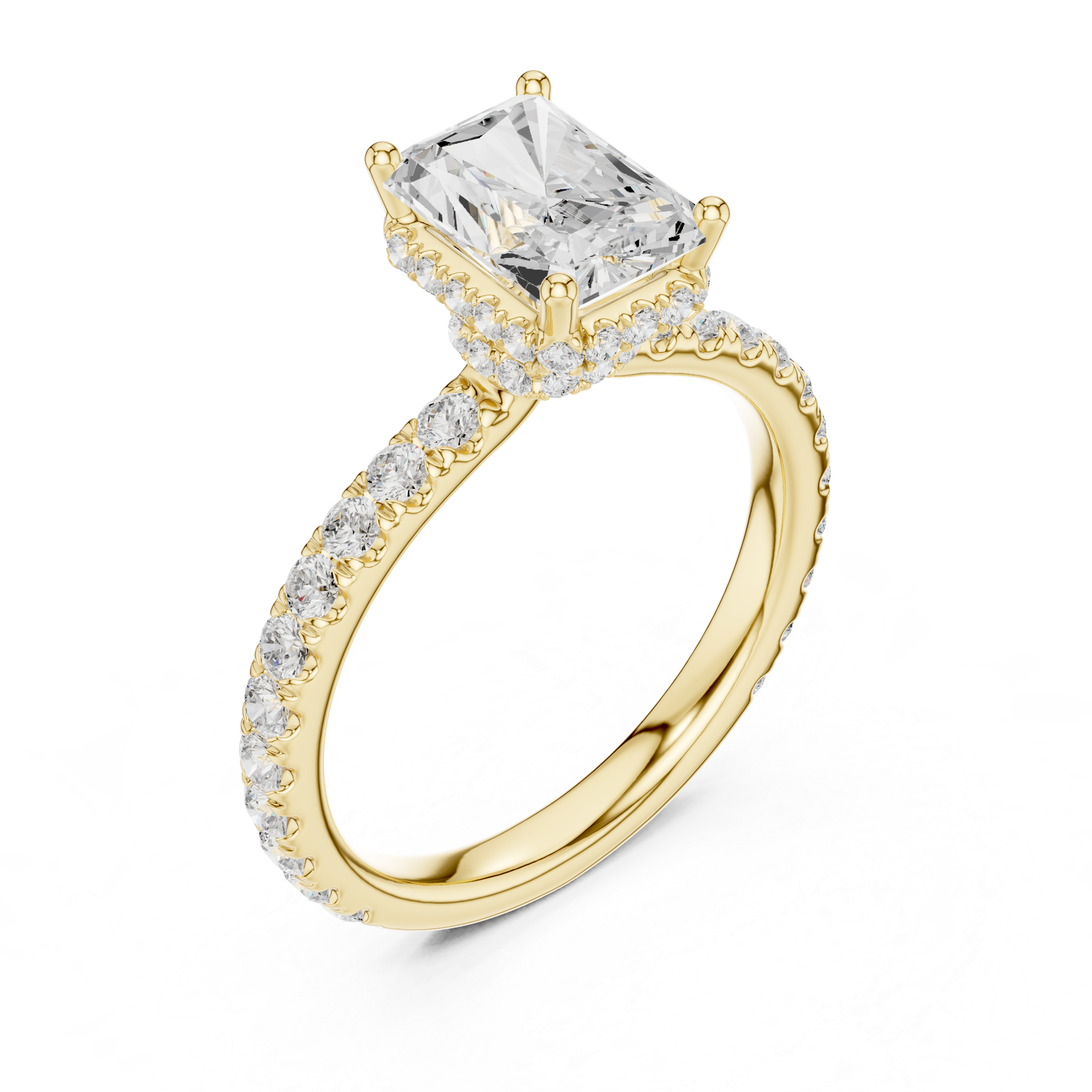 Radiant Cut Diamond Hidden Halo Engagement Ring