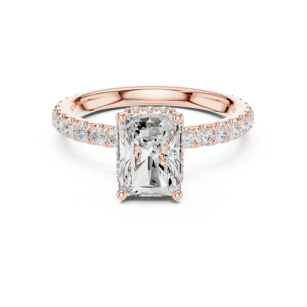 Radiant Cut Diamond Hidden Halo Engagement Ring