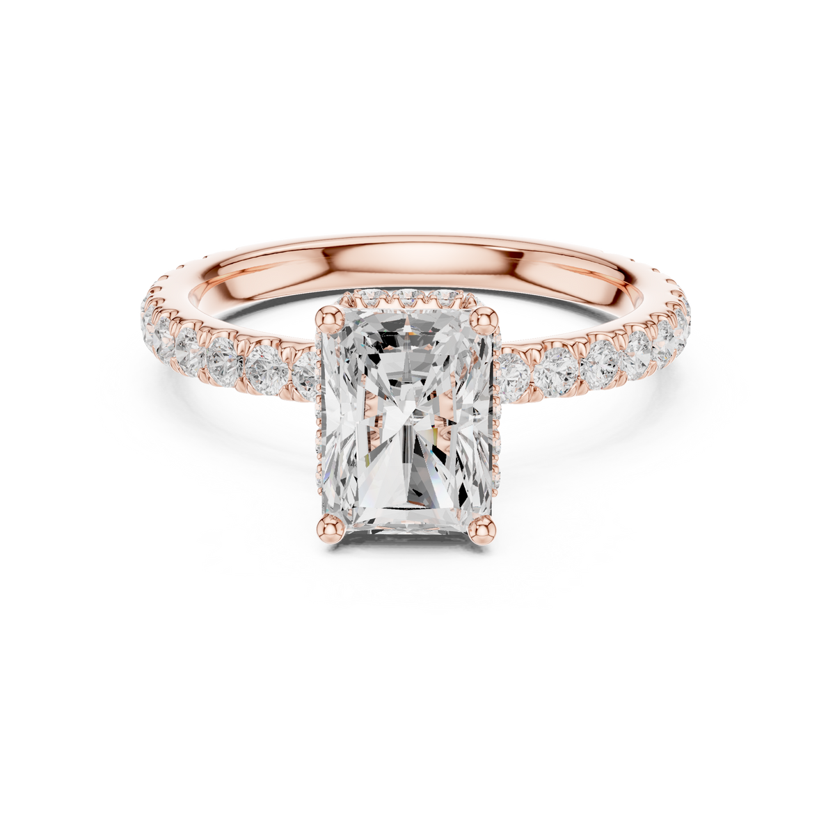 Radiant Cut Diamond Hidden Halo Engagement Ring – view 5 of 12, lab grown diamond ring | Jewelix Atelier