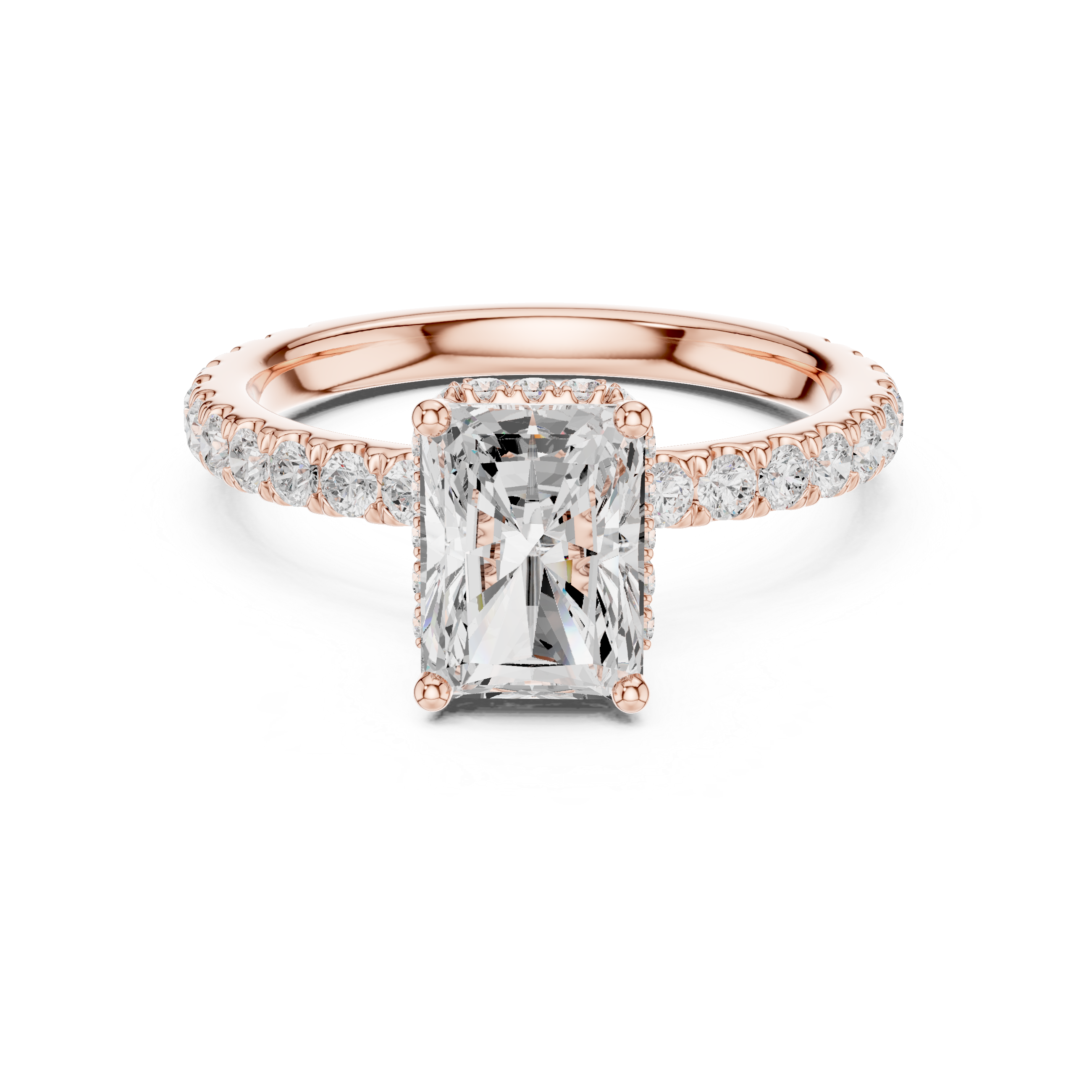 Radiant Cut Diamond Hidden Halo Engagement Ring