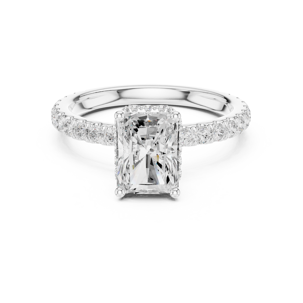 Radiant Cut Diamond Hidden Halo Engagement Ring