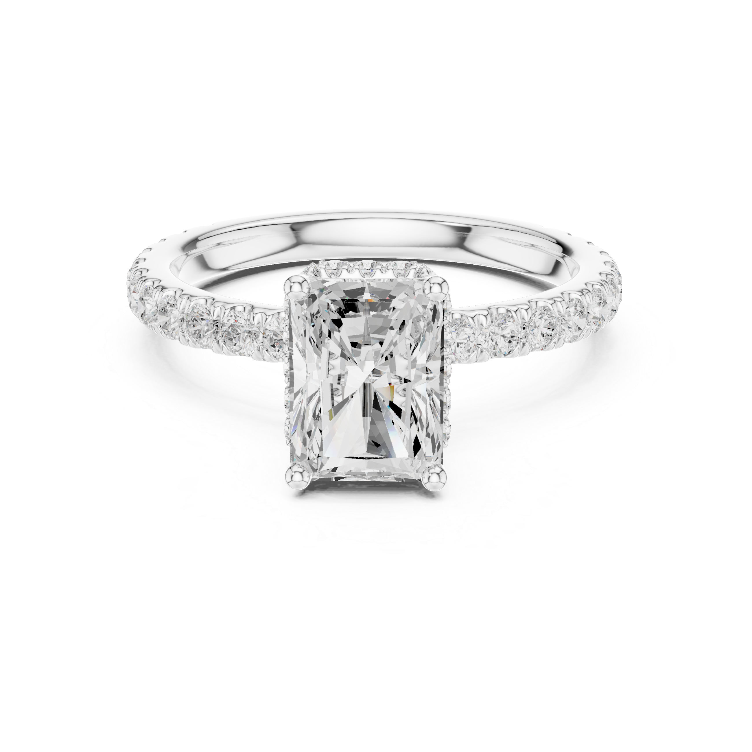 Radiant Cut Diamond Hidden Halo Engagement Ring