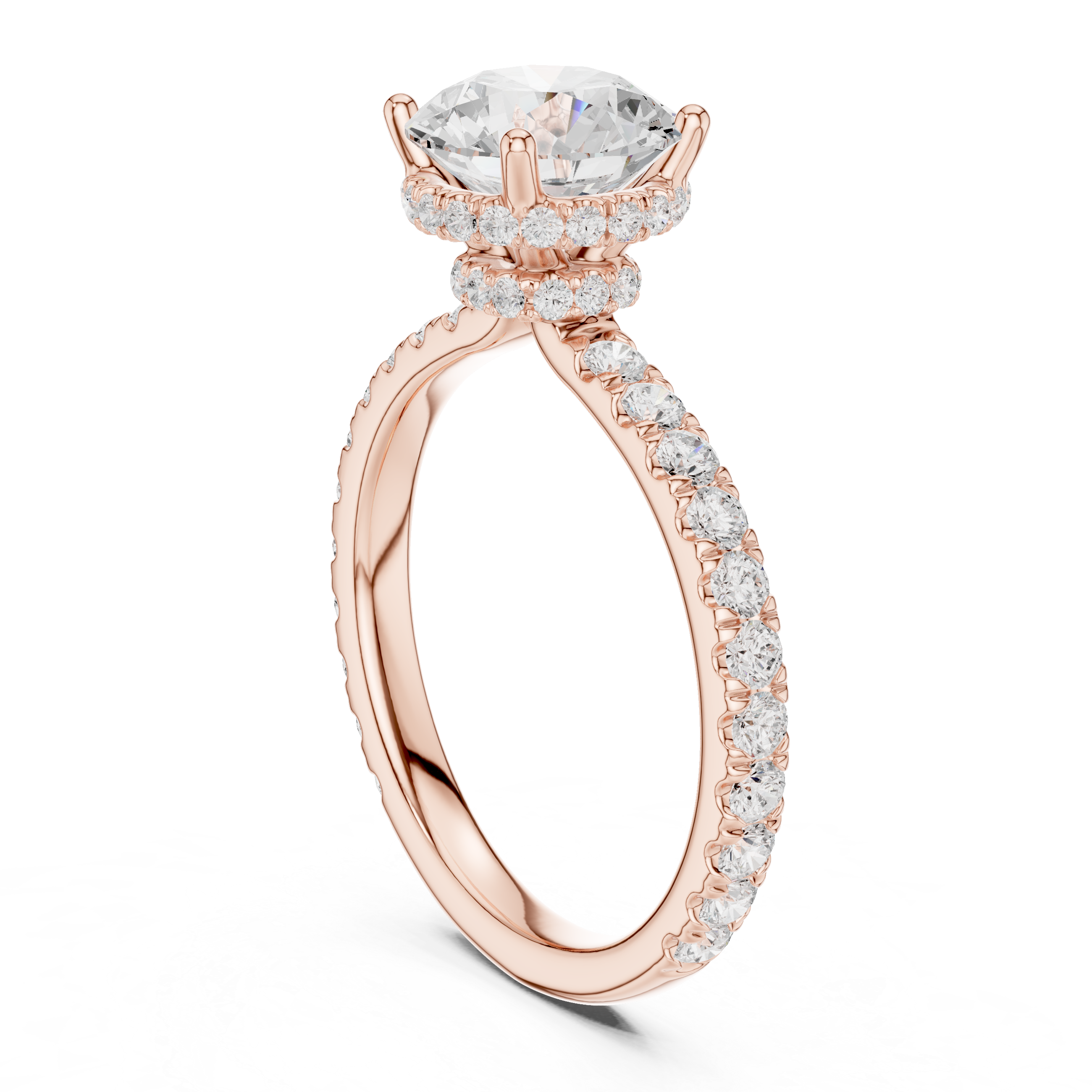 Round Brilliant Diamond Hidden Halo Engagement Ring