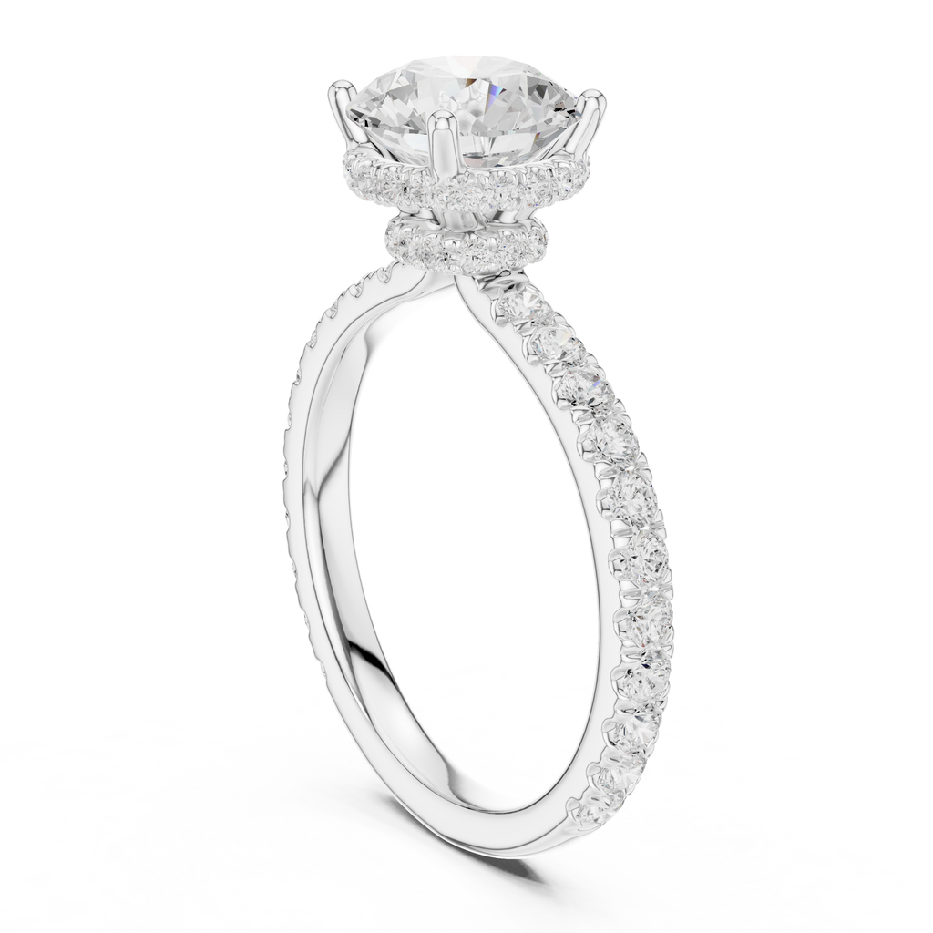 Round Brilliant Diamond Hidden Halo Engagement Ring