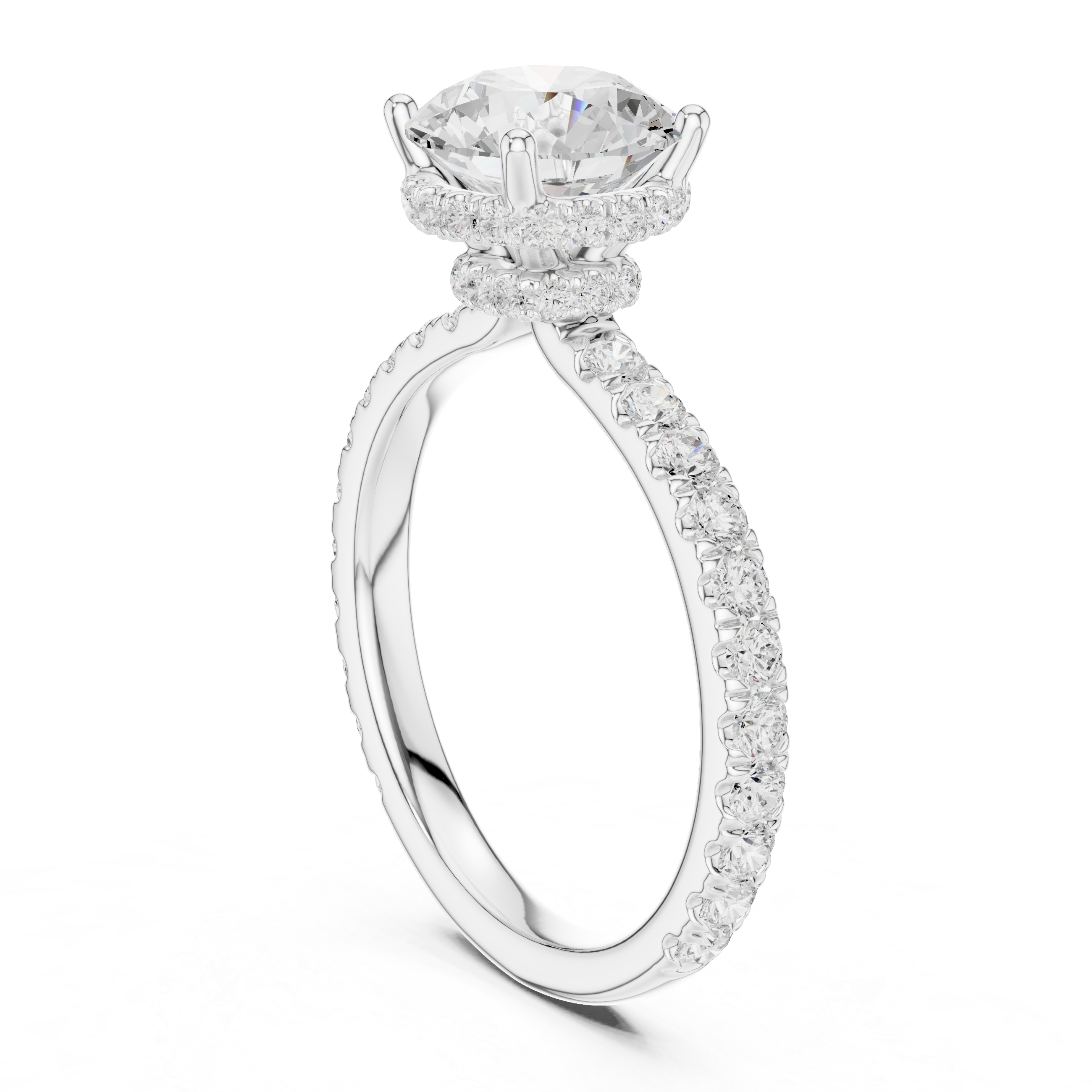 Round Brilliant Diamond Hidden Halo Engagement Ring