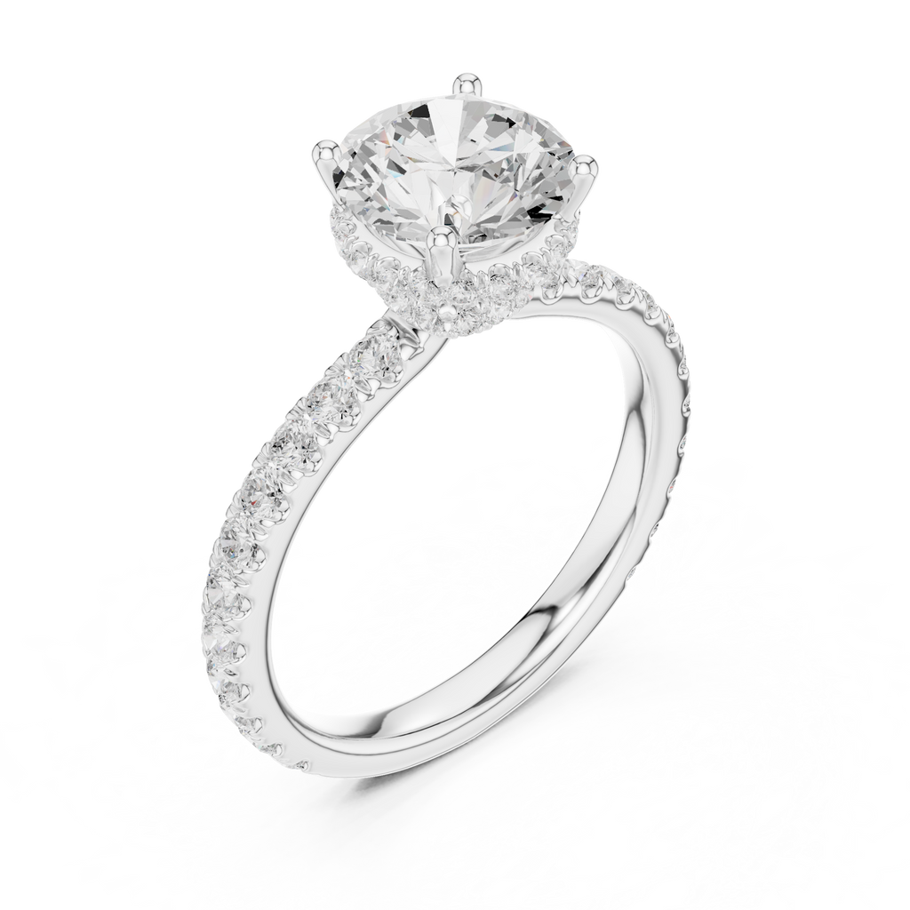Round Brilliant Diamond Hidden Halo Engagement Ring