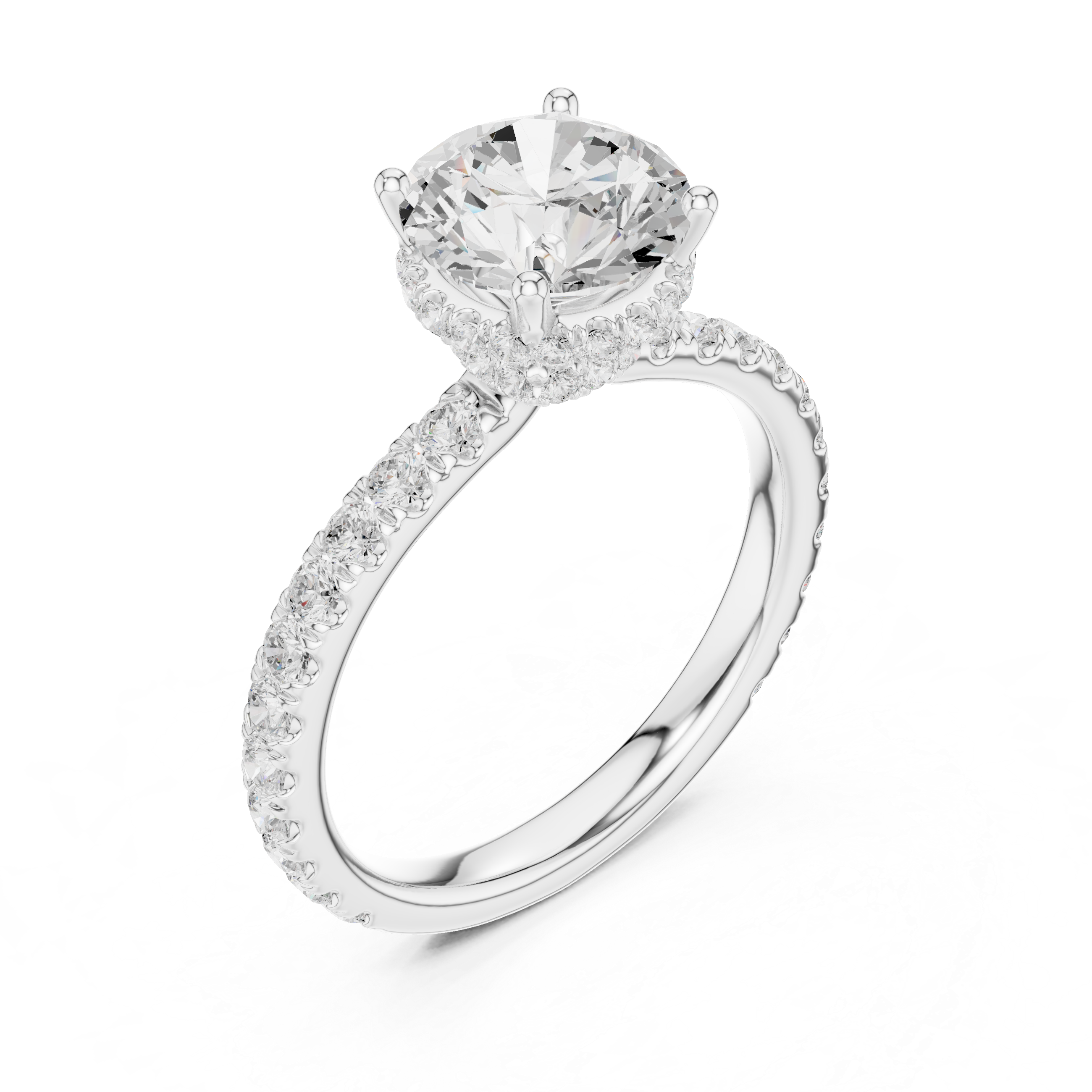 Round Brilliant Diamond Hidden Halo Engagement Ring
