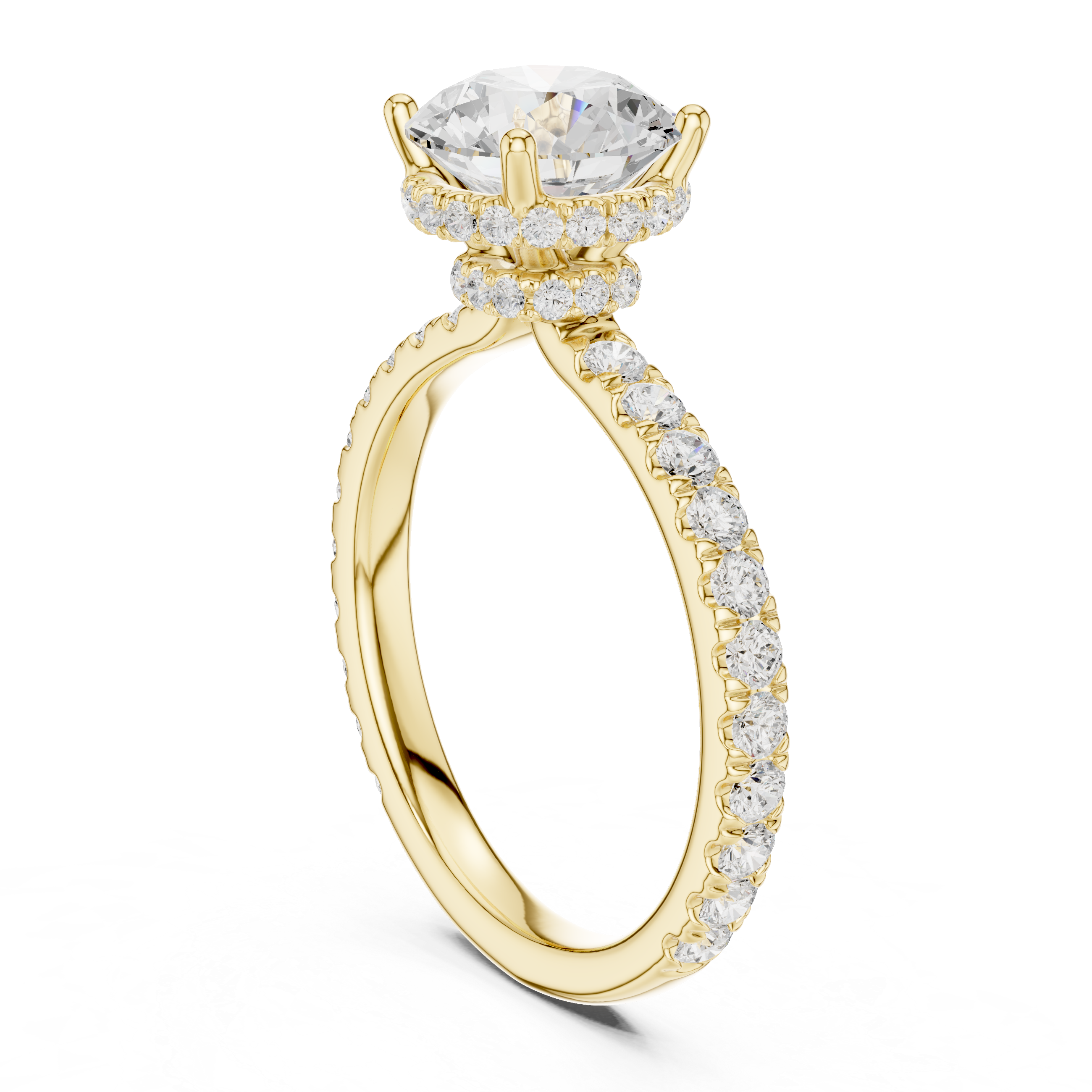 Round Brilliant Diamond Hidden Halo Engagement Ring