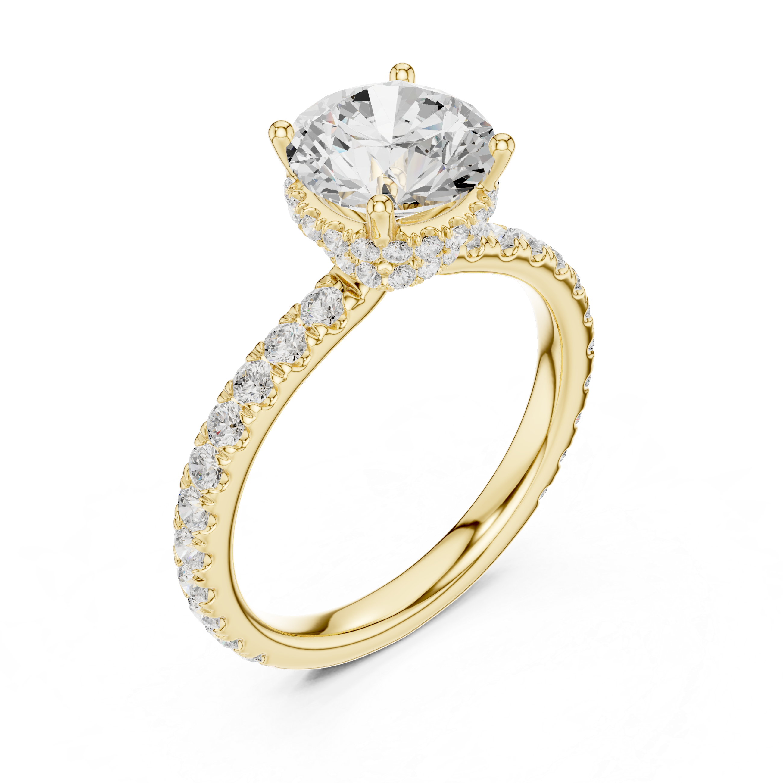 Round Brilliant Diamond Hidden Halo Engagement Ring