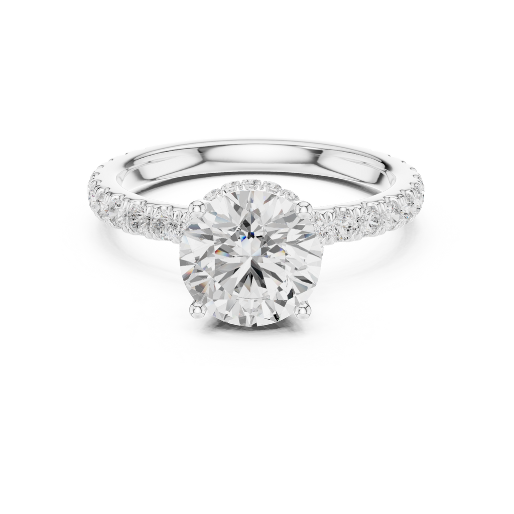 Round Brilliant Diamond Hidden Halo Engagement Ring