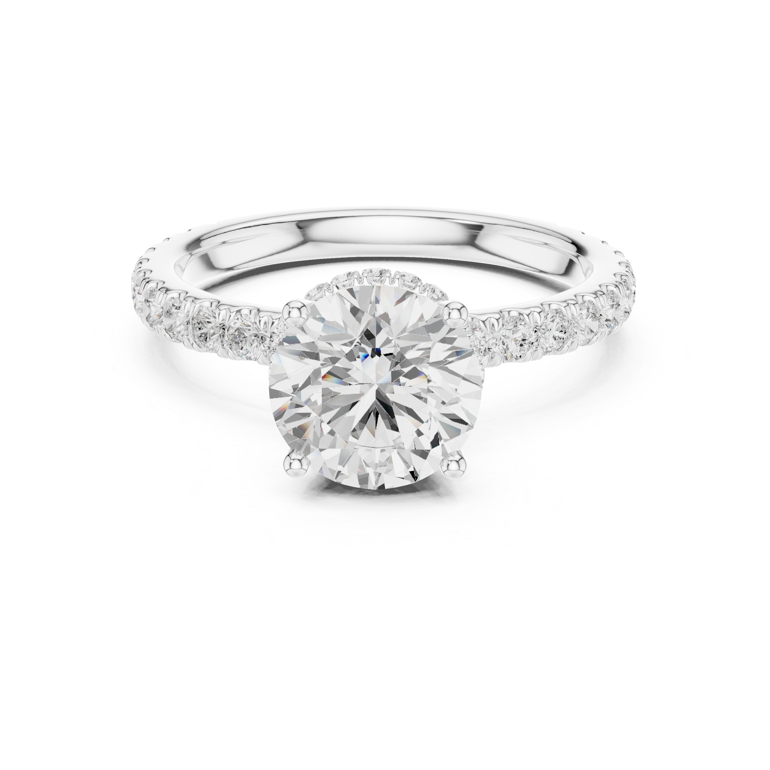 Round Brilliant Diamond Hidden Halo Engagement Ring