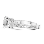Vintage Asscher Cut Diamond Engagement Ring with Milgrain Band