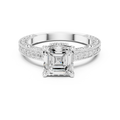 Vintage Asscher Cut Diamond Engagement Ring with Milgrain Band