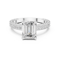 Vintage Emerald Cut Diamond Engagement Ring with Milgrain Band