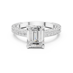 Vintage Emerald Cut Diamond Engagement Ring with Milgrain Band