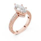 Vintage Marquise Cut Diamond Engagement Ring with Milgrain & Filigree Details