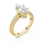 Vintage Marquise Cut Diamond Engagement Ring with Milgrain & Filigree Details
