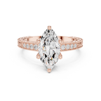 Vintage Marquise Cut Diamond Engagement Ring with Milgrain & Filigree Details