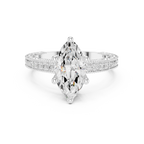 Vintage Marquise Cut Diamond Engagement Ring with Milgrain & Filigree Details