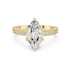 Vintage Marquise Cut Diamond Engagement Ring with Milgrain & Filigree Details