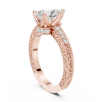 Vintage Pear Cut Diamond Engagement Ring with Filigree Milgrain Band