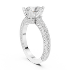 Vintage Pear Cut Diamond Engagement Ring with Filigree Milgrain Band