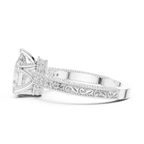 Vintage Pear Cut Diamond Engagement Ring with Filigree Milgrain Band