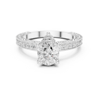 Vintage Pear Cut Diamond Engagement Ring with Filigree Milgrain Band